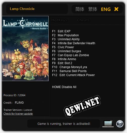 Lamp Chronicle: Трейнер +12 [v1.8]