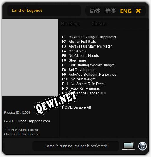 Land of Legends: Читы, Трейнер +13 [CheatHappens.com]