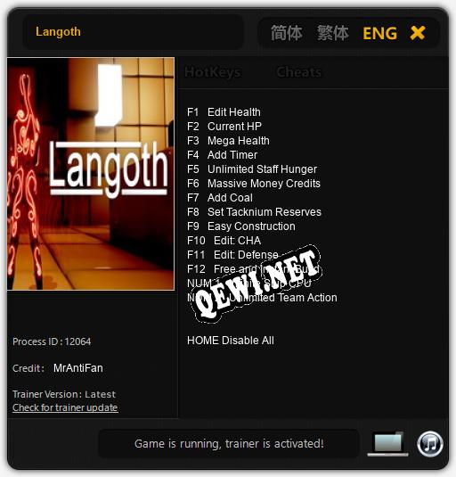 Langoth: Трейнер +14 [v1.3]