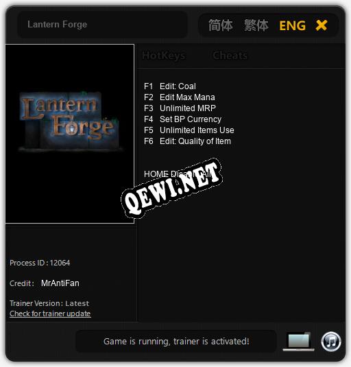 Lantern Forge: ТРЕЙНЕР И ЧИТЫ (V1.0.70)