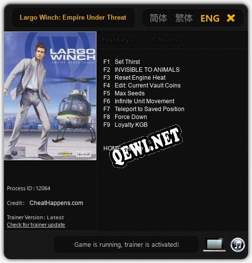 Largo Winch: Empire Under Threat: Трейнер +9 [v1.5]