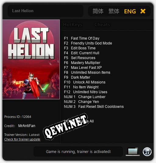 Last Helion: ТРЕЙНЕР И ЧИТЫ (V1.0.38)