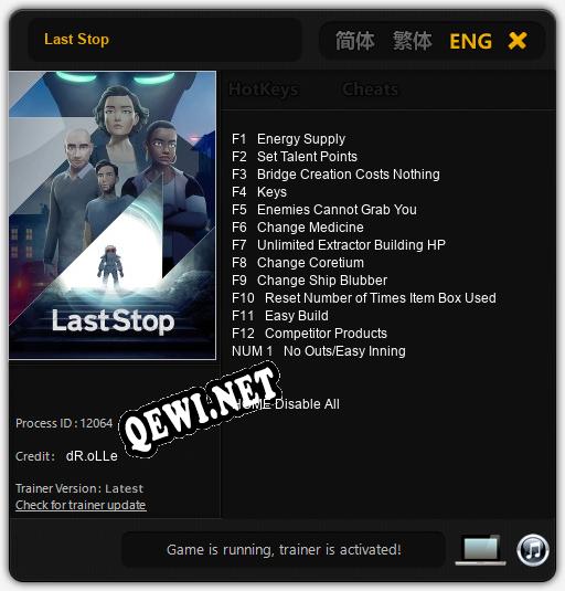 Last Stop: Трейнер +13 [v1.9]