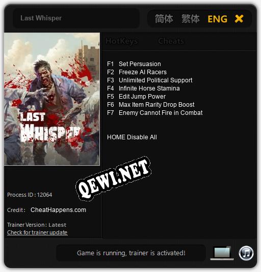 Last Whisper: Трейнер +7 [v1.8]