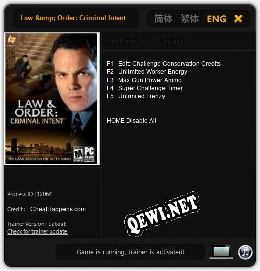 Law & Order: Criminal Intent: Трейнер +5 [v1.9]