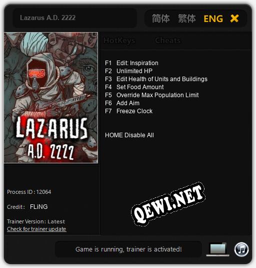 Lazarus A.D. 2222: Читы, Трейнер +7 [FLiNG]