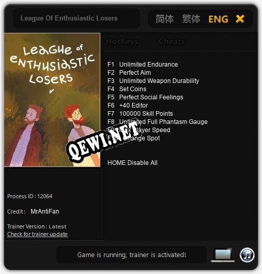 League Of Enthusiastic Losers: Трейнер +10 [v1.4]
