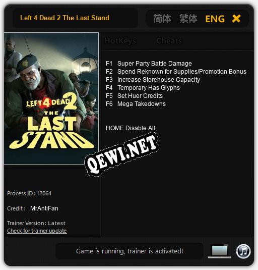 Left 4 Dead 2 The Last Stand: ТРЕЙНЕР И ЧИТЫ (V1.0.64)