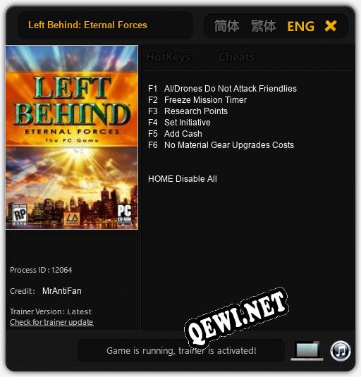 Left Behind: Eternal Forces: Трейнер +6 [v1.7]