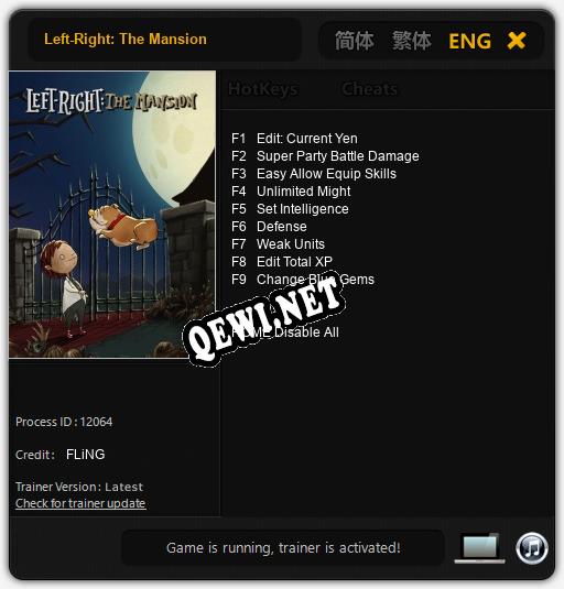 Трейнер для Left-Right: The Mansion [v1.0.4]