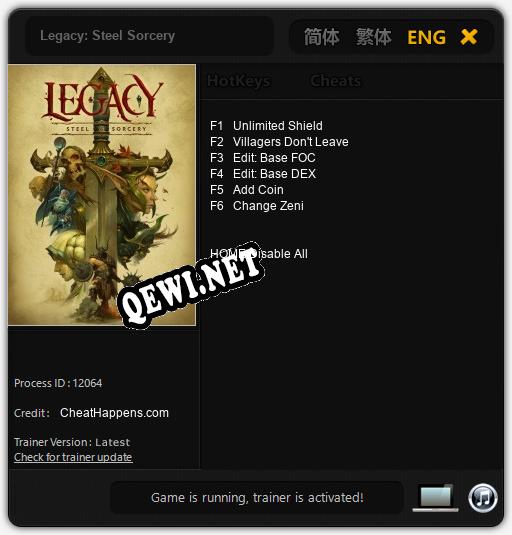 Трейнер для Legacy: Steel Sorcery [v1.0.4]