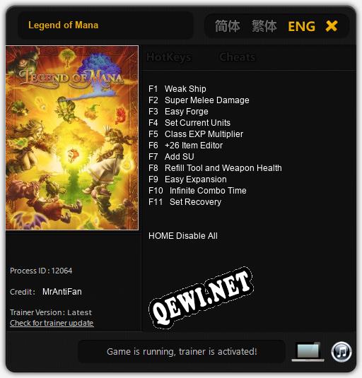 Legend of Mana: ТРЕЙНЕР И ЧИТЫ (V1.0.38)