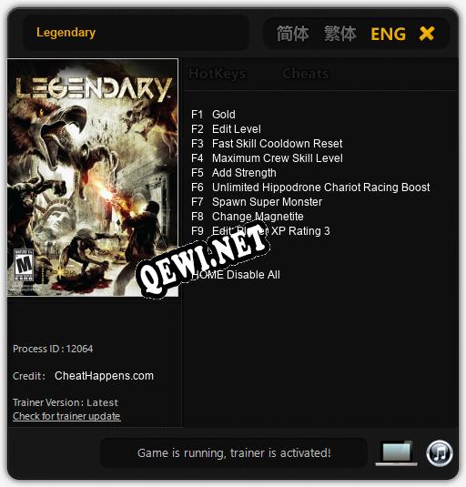 Трейнер для Legendary [v1.0.7]