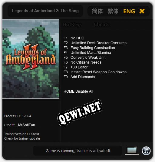 Трейнер для Legends of Amberland 2: The Song of Trees [v1.0.5]