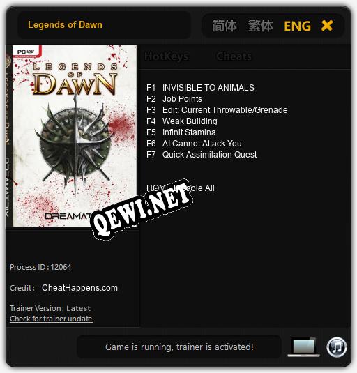 Legends of Dawn: Трейнер +7 [v1.1]