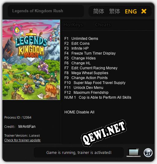 Трейнер для Legends of Kingdom Rush [v1.0.1]