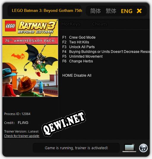 Трейнер для LEGO Batman 3: Beyond Gotham 75th Anniversary [v1.0.1]