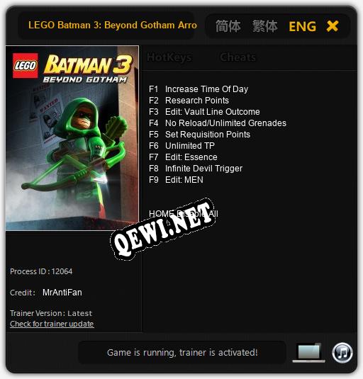 LEGO Batman 3: Beyond Gotham Arrow: Читы, Трейнер +9 [MrAntiFan]