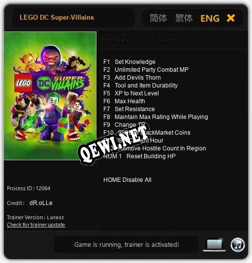 LEGO DC Super-Villains: Трейнер +13 [v1.8]