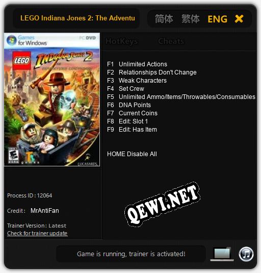 LEGO Indiana Jones 2: The Adventure Continues: Читы, Трейнер +9 [MrAntiFan]