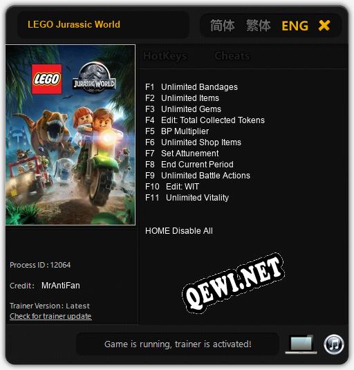 LEGO Jurassic World: Читы, Трейнер +11 [MrAntiFan]