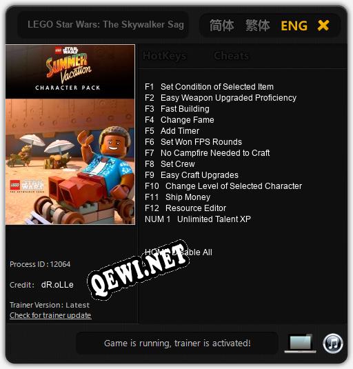 Трейнер для LEGO Star Wars: The Skywalker Saga Summer Vacation [v1.0.1]