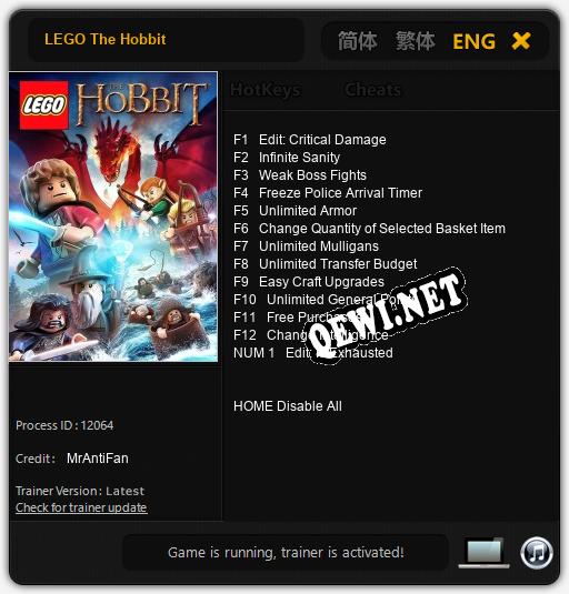 LEGO The Hobbit: Трейнер +13 [v1.3]