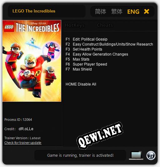 Трейнер для LEGO The Incredibles [v1.0.4]