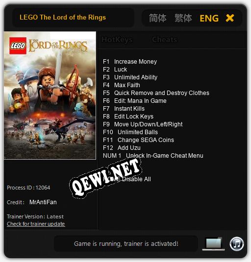 LEGO The Lord of the Rings: ТРЕЙНЕР И ЧИТЫ (V1.0.60)