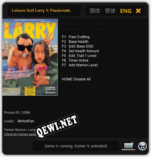 Leisure Suit Larry 3: Passionate Patti in Pursuit of the Pulsating: Трейнер +7 [v1.8]