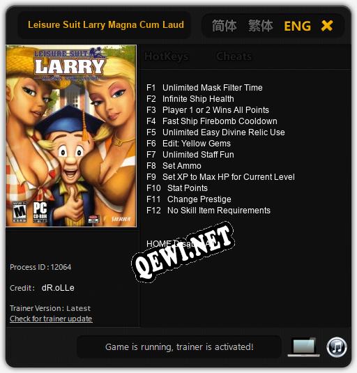 Leisure Suit Larry Magna Cum Laude: Трейнер +12 [v1.3]