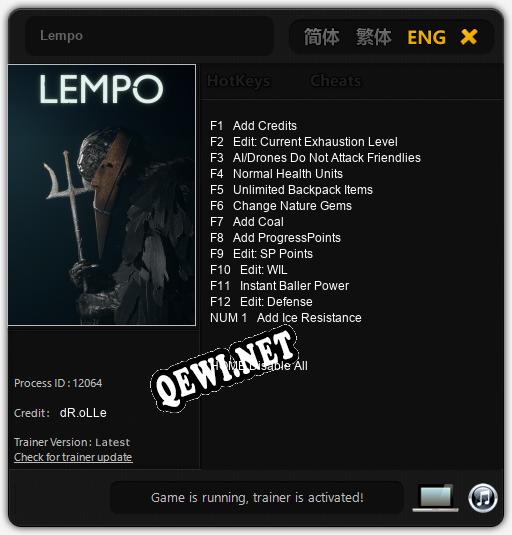 Lempo: Трейнер +13 [v1.8]