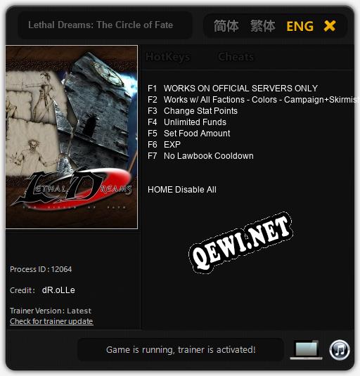 Трейнер для Lethal Dreams: The Circle of Fate [v1.0.9]