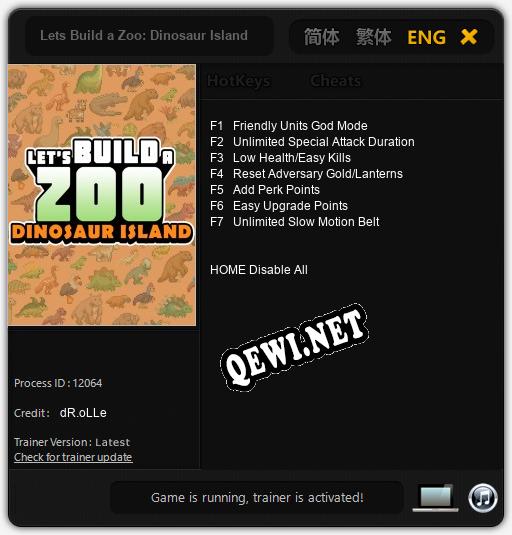 Lets Build a Zoo: Dinosaur Island: Трейнер +7 [v1.8]