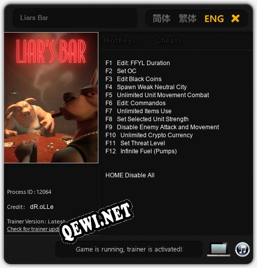 Трейнер для Liars Bar [v1.0.5]