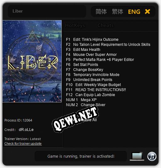 Трейнер для Liber [v1.0.7]
