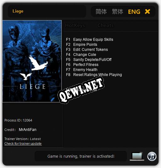 Liege: Трейнер +8 [v1.8]