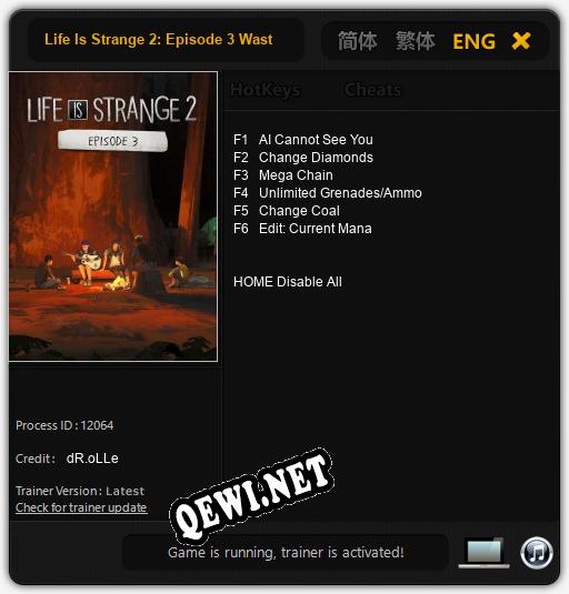 Life Is Strange 2: Episode 3 Wastelands: ТРЕЙНЕР И ЧИТЫ (V1.0.96)
