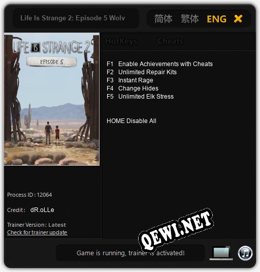 Life Is Strange 2: Episode 5 Wolves: ТРЕЙНЕР И ЧИТЫ (V1.0.10)