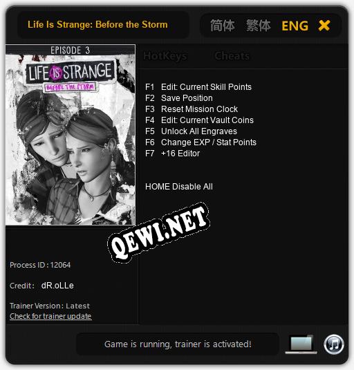Life Is Strange: Before the Storm Episode 3: Hell Is Empty: Трейнер +7 [v1.4]