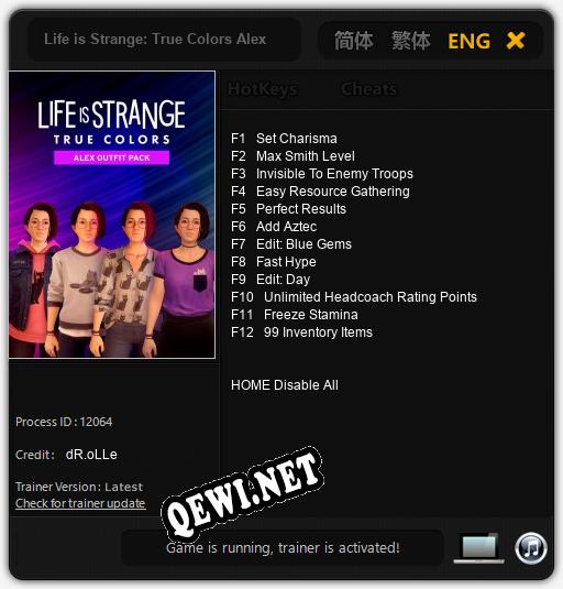 Life is Strange: True Colors Alex Outfit: Трейнер +12 [v1.1]