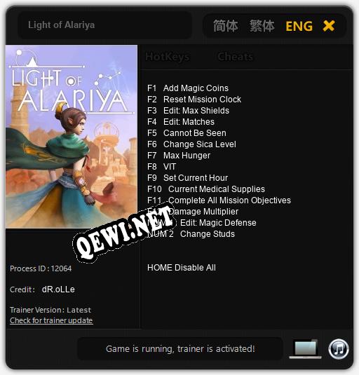 Трейнер для Light of Alariya [v1.0.2]