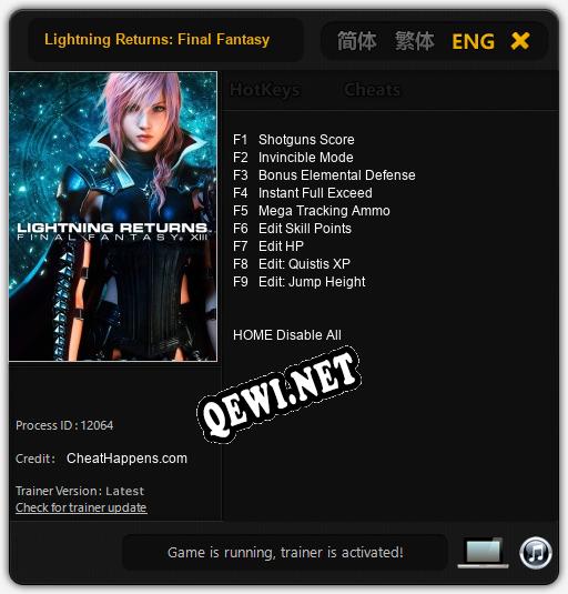 Трейнер для Lightning Returns: Final Fantasy 13 [v1.0.7]