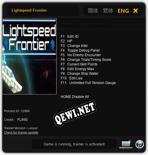 Lightspeed Frontier: Трейнер +11 [v1.4]