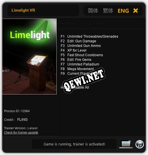 Limelight VR: Читы, Трейнер +9 [FLiNG]