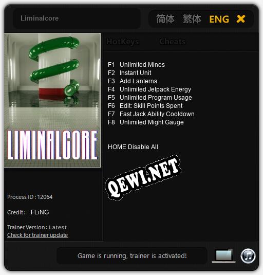 Liminalcore: Трейнер +8 [v1.2]