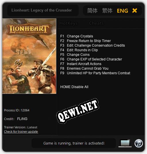Трейнер для Lionheart: Legacy of the Crusader [v1.0.5]