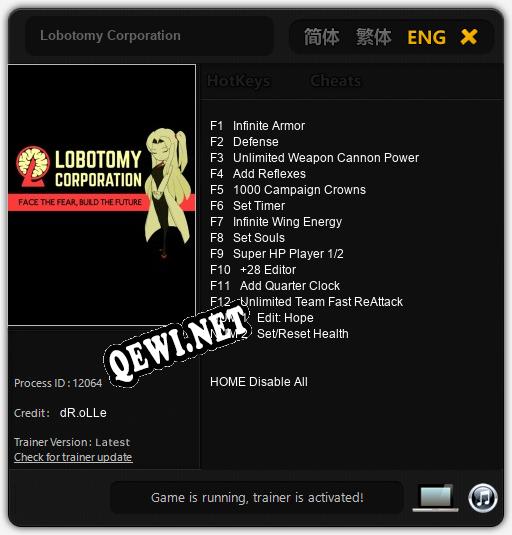 Lobotomy Corporation: Трейнер +14 [v1.1]