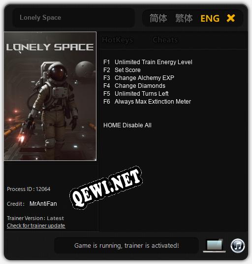 Трейнер для Lonely Space [v1.0.6]