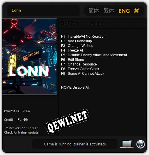 Lonn: Читы, Трейнер +9 [FLiNG]